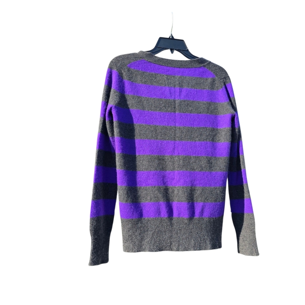 Aqua Striped Cashmere Button Up Cardigan- XS - Picture 12 of 13